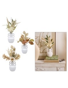 Composizione fiori secchi, Dibia, altezza 35 cm, con vaso ceramica assortito, 15 x 9 x 35 cm