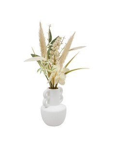 Composizione fiori secchi, Dibia, altezza 35 cm, con vaso ceramica assortito, 15 x 9 x 35 cm