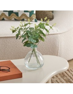 Composizione eucalipto, Urice, altezza 35 cm, vaso in vetro trasparente, 20 x 20 x 35 cm