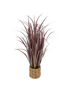 Mazzo di lino artificiale, con vaso in cemento, rosso, altezza 91 cm, 70 x 70 x 91 cm