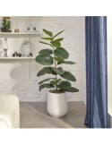 Ficus artificiale, con vaso in ceramica scanalata, multicolore, altezza 145 cm, 58 x 58 x 145 cm