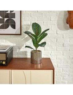 Ficus artificiale, con vaso in ceramica argentata, multicolore, altezza 54 cm, 34 x 34 x 54 cm