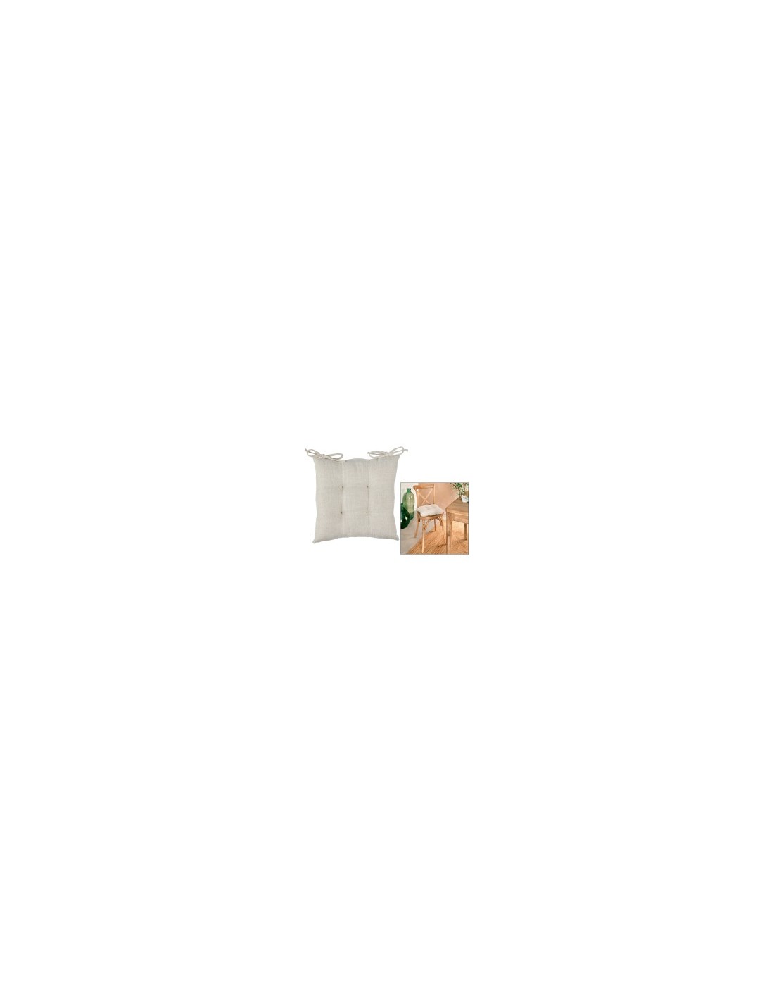 Cuscino per sedia Clem, 38 x 38 cm, poliestere beige lino, altezza 5 cm