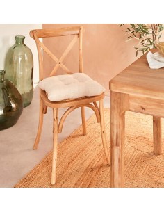 Cuscino per sedia Clem, 38 x 38 cm, poliestere beige lino, altezza 5 cm
