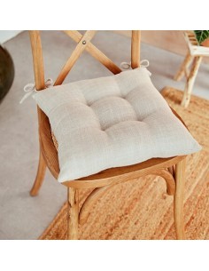 Cuscino per sedia Clem, 38 x 38 cm, poliestere beige lino, altezza 5 cm