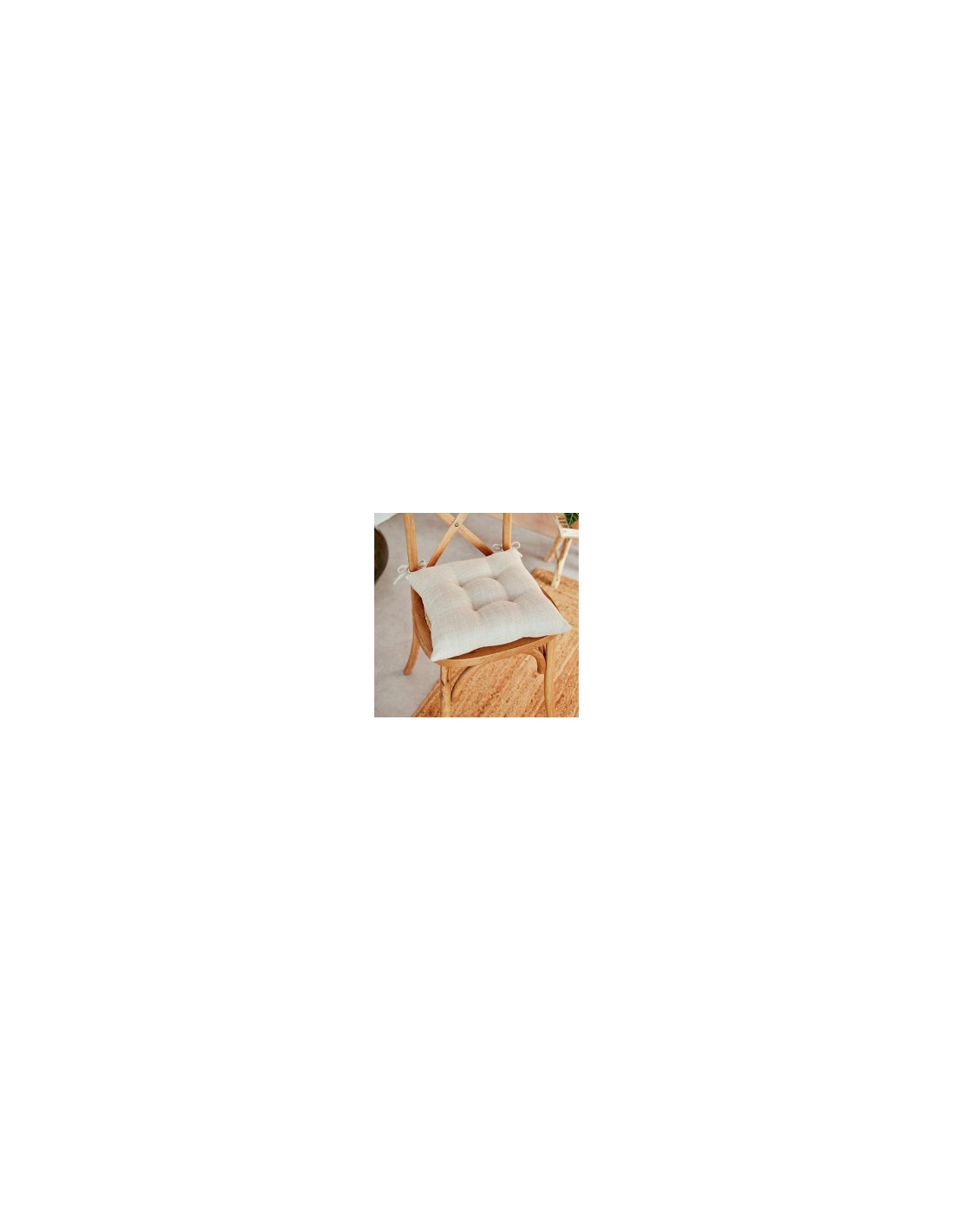 Cuscino per sedia Clem, 38 x 38 cm, poliestere beige lino, altezza 5 cm