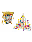 CUBIKA CBK15184, SET 100 BLOCCHI LEGNO, COSTRUZIONE, IMPEGNO MOTORIO, EDUCATIVO, MULTICOLORE