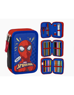 ASTUCCIO SPIDERMAN CON COLORI INCLUSI, MULTISCOMPARTI, 3 ZIP 2700001257