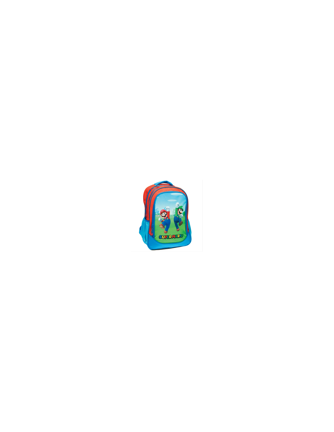 ZAINO GRANDE SUPERMARIO, 45X31X15 CM, 2 SCOMPARTI, TASCHE ZIP, TASCHE LATERALI, SCUOLA, BAMBINI