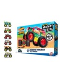 HOTWHEELS HTW17552 MONSTER TRUCK KIT MOTORIZZATO AUTO DA COSTRUIRE, GIOCATTOLO BAMBINI, PULL-BACK, RUOTE GOMMA, +5 ANNI