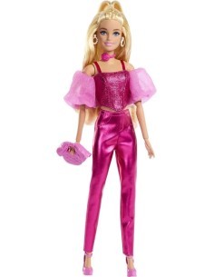 Barbie Fashionista Deluxe Metallic Bionda – Abito Rosa Metallizzato e Accessori