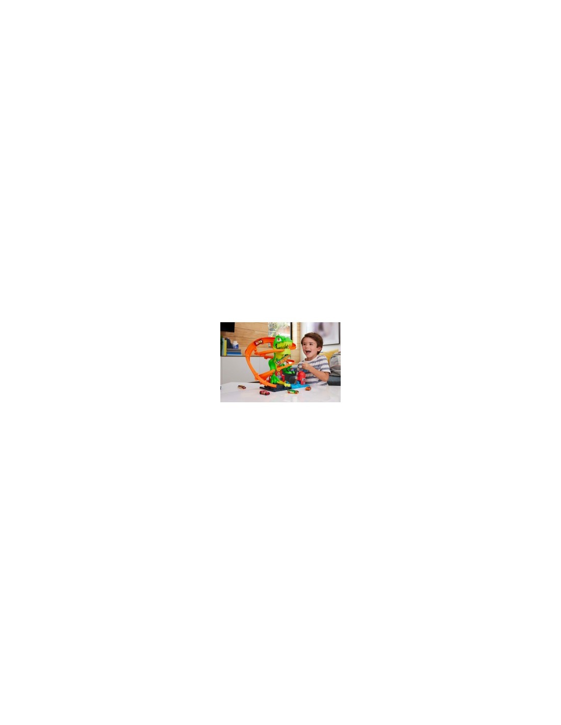 Hot Wheels City T-Rex Battaglia Infuocata – Playset Pista con Dinosauro e Veicolo