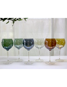 Set 6 calici da vino, Lucia, 42 cl, vetro multicolore, dimensioni 9,5x20 cm