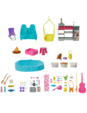 BARBIE, CAMPER DEI SOGNI, TENDA SUL TETTO, BARBECUE CAMBIA COLORE, OLTRE 60 ACCESSORI, PLAYSET MATTEL