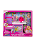 BARBIE CHIOSCO ZUCCHERO FILATO GIOCATTOLO CON 20 ACCESSORI MATTEL JFV67