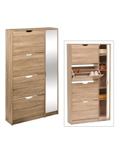 SCARPIERA 202304 4 CASSETTI CON SPECCHIO 85X23X155CM LEGNO BEIGE