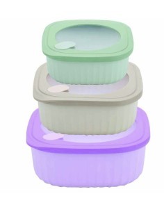 SET 3 CONTENITORI 04GD267 QUADRATI CHIUSURA ERMETICA su TreG Ingrosso