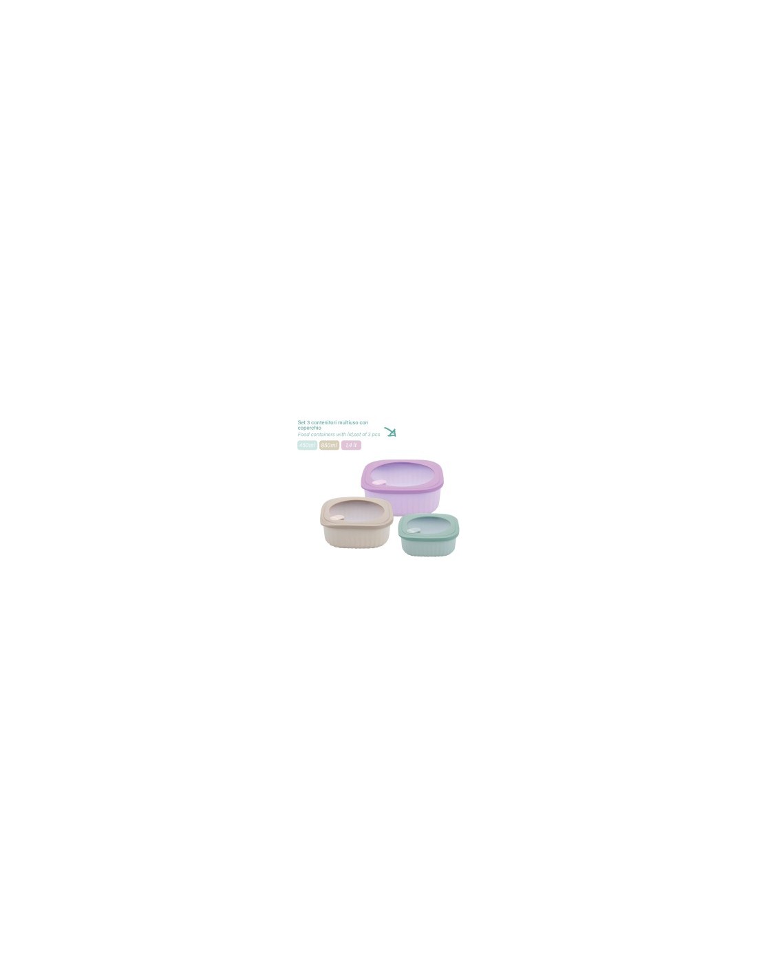 SET 3 CONTENITORI 04GD267 QUADRATI CHIUSURA ERMETICA su TreG Ingrosso