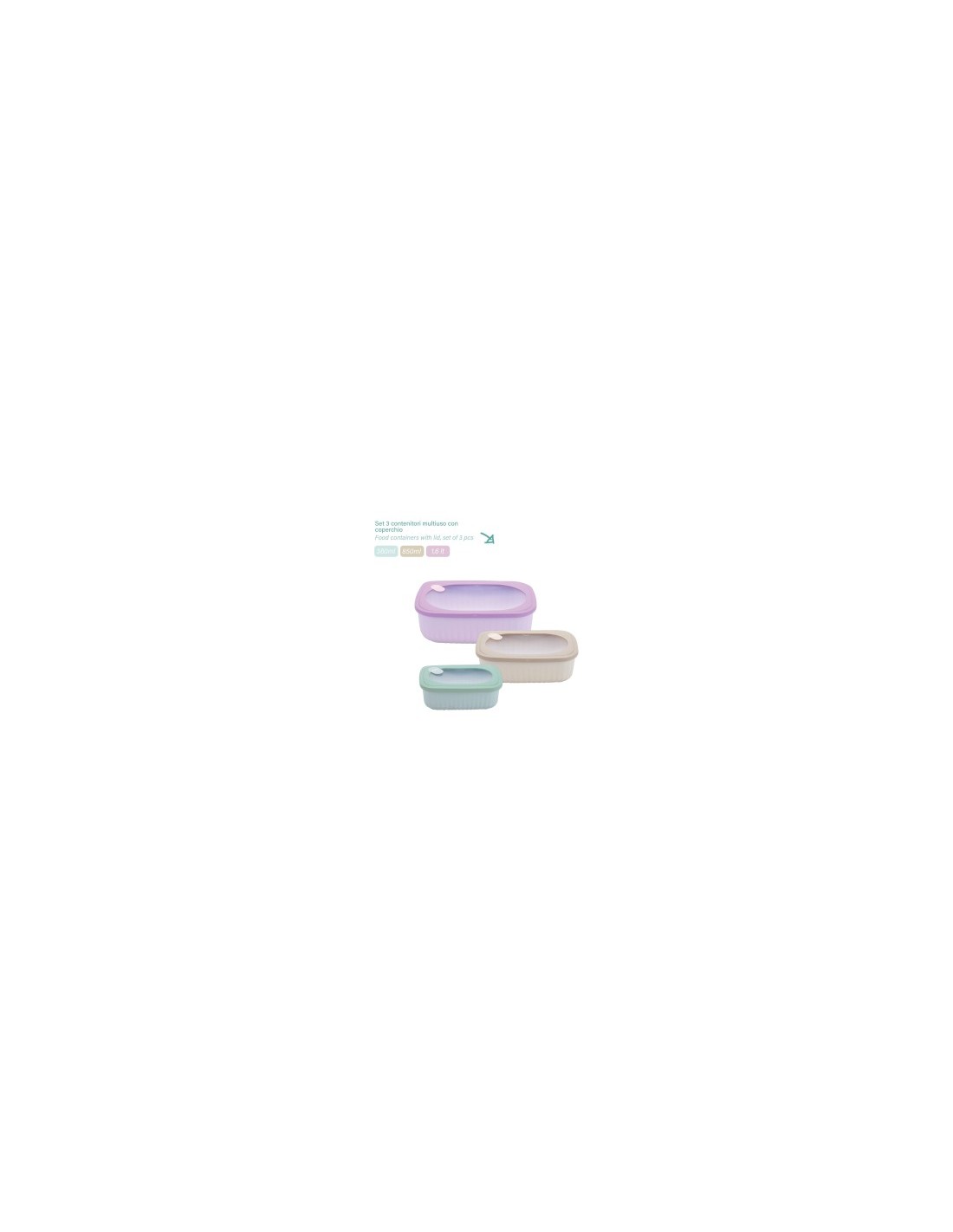 SET 3 CONTENITORI 04GD268 RETTANG CHIUSURA ERMETICA su TreG Ingrosso