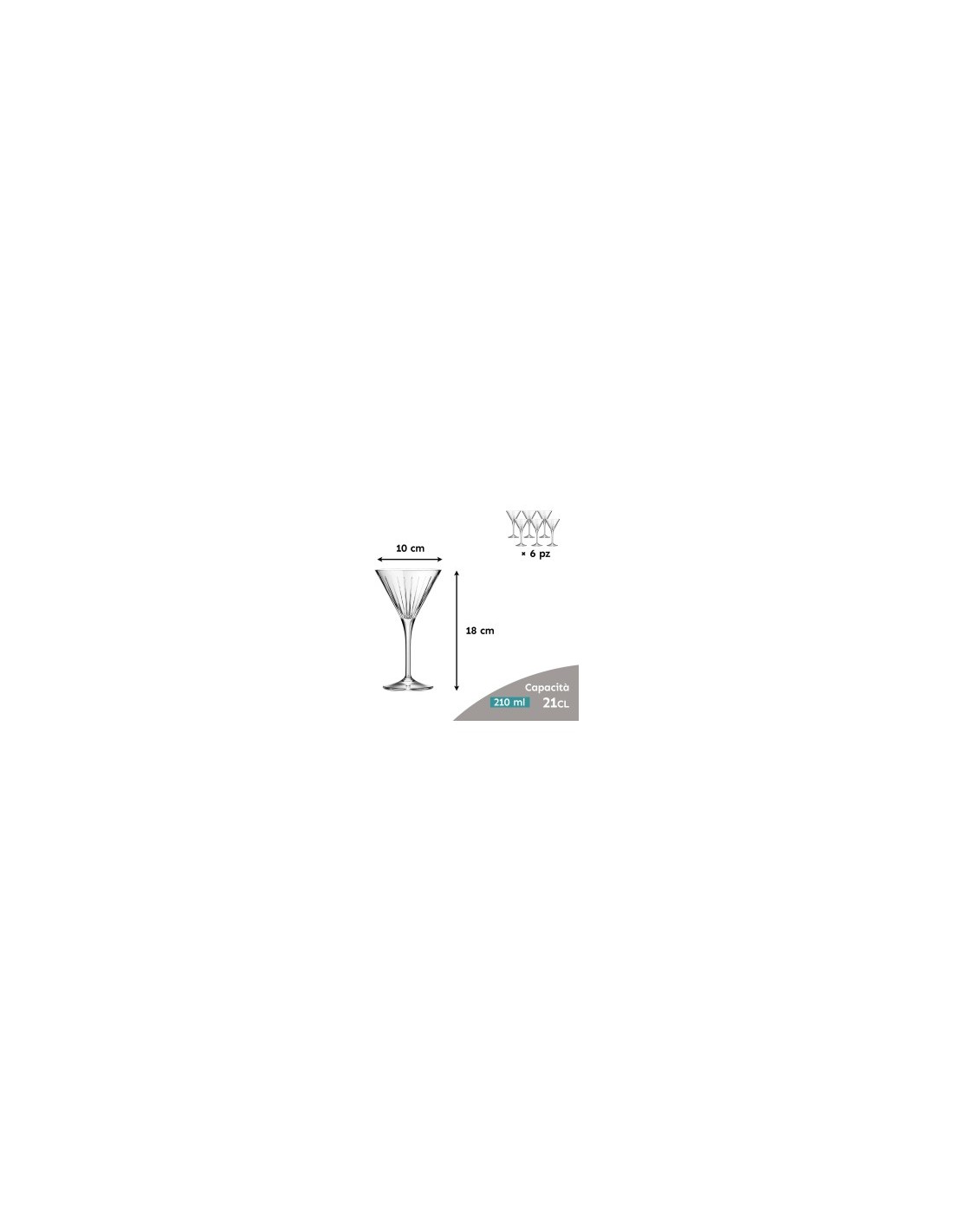 Set 6 Calici Martini 21cl RCR Timeless – Cristallo Luxion