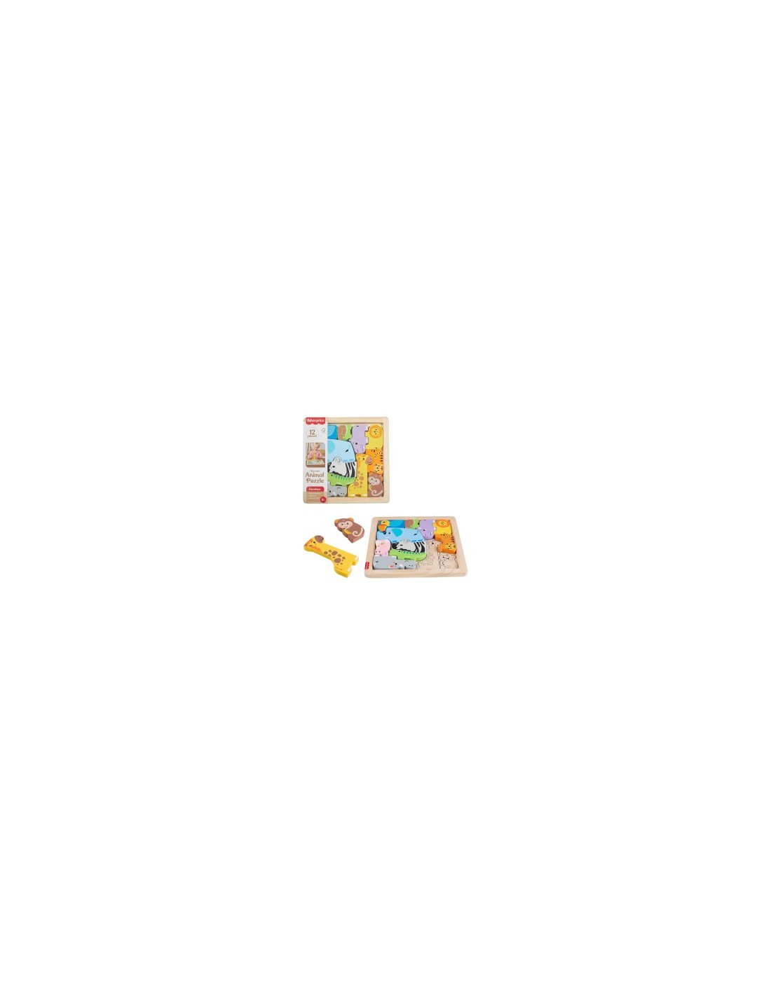 PUZZLE DEGLI ANIMALI IN LEGNO CON 12 BLOCCHI A FORMA DI ANIMALI  FP JFG10