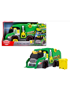 CAMION ECOLOGICO  38CM LUCI E SUONI 203307001 RACCOLTA RIFIUTI, BRACCIO SOLLEVAMENTO, LUCI E SUONI, CAMION SPAZZATURA REALISTICO