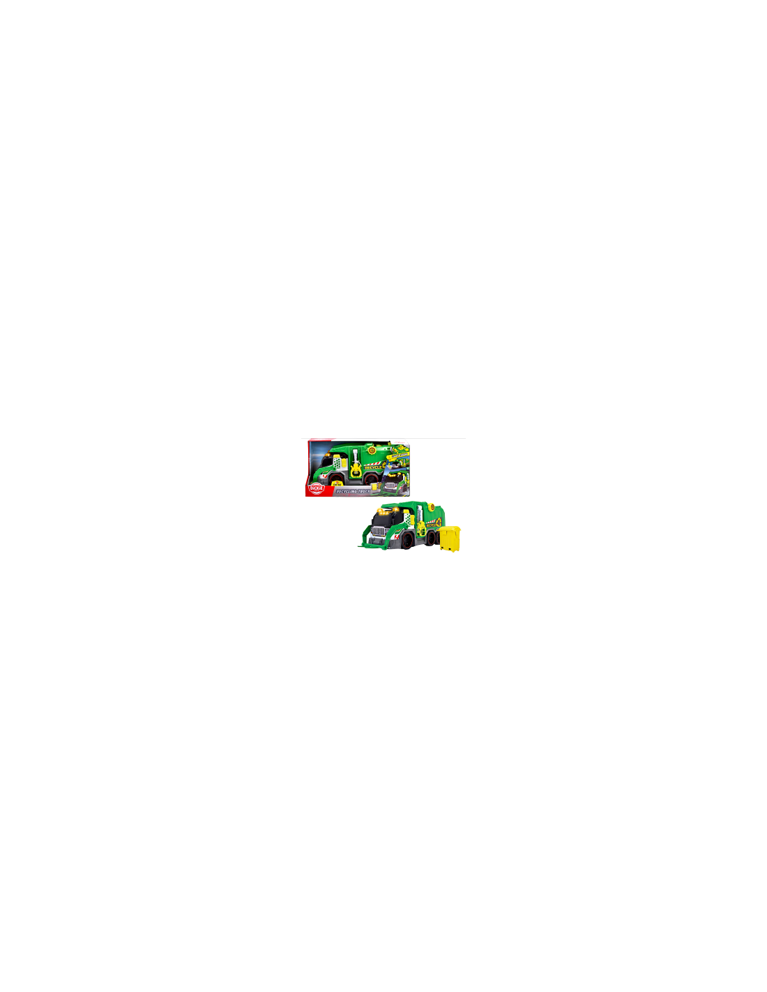 CAMION ECOLOGICO  38CM LUCI E SUONI 203307001 RACCOLTA RIFIUTI, BRACCIO SOLLEVAMENTO, LUCI E SUONI, CAMION SPAZZATURA REALISTICO