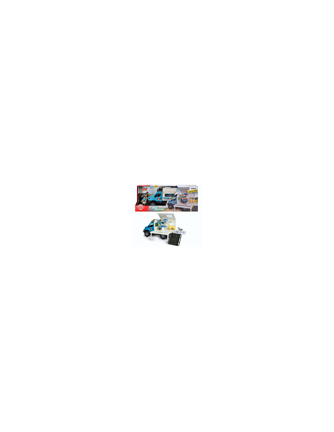Dickie Toys Animal Rescue Van – Furgone Veterinario Scala 1:24 con Personaggio e Animali