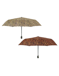 Ombrello Donna Mini, Automatico, Leopardato, Compatto, Moda, Antivento, Modello 26444