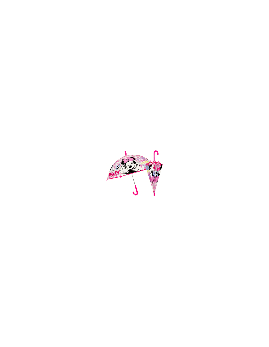 Ombrello Bambina Minnie, Manuale, Cupola Trasparente, 45cm, Disney, Antivento