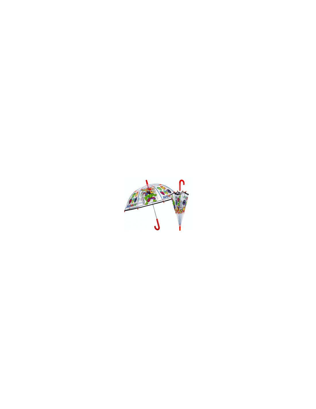 Ombrello Bambino, Marvel Avengers, Manuale, Cupola Trasparente, 45cm, 8 Stecche, Antivento