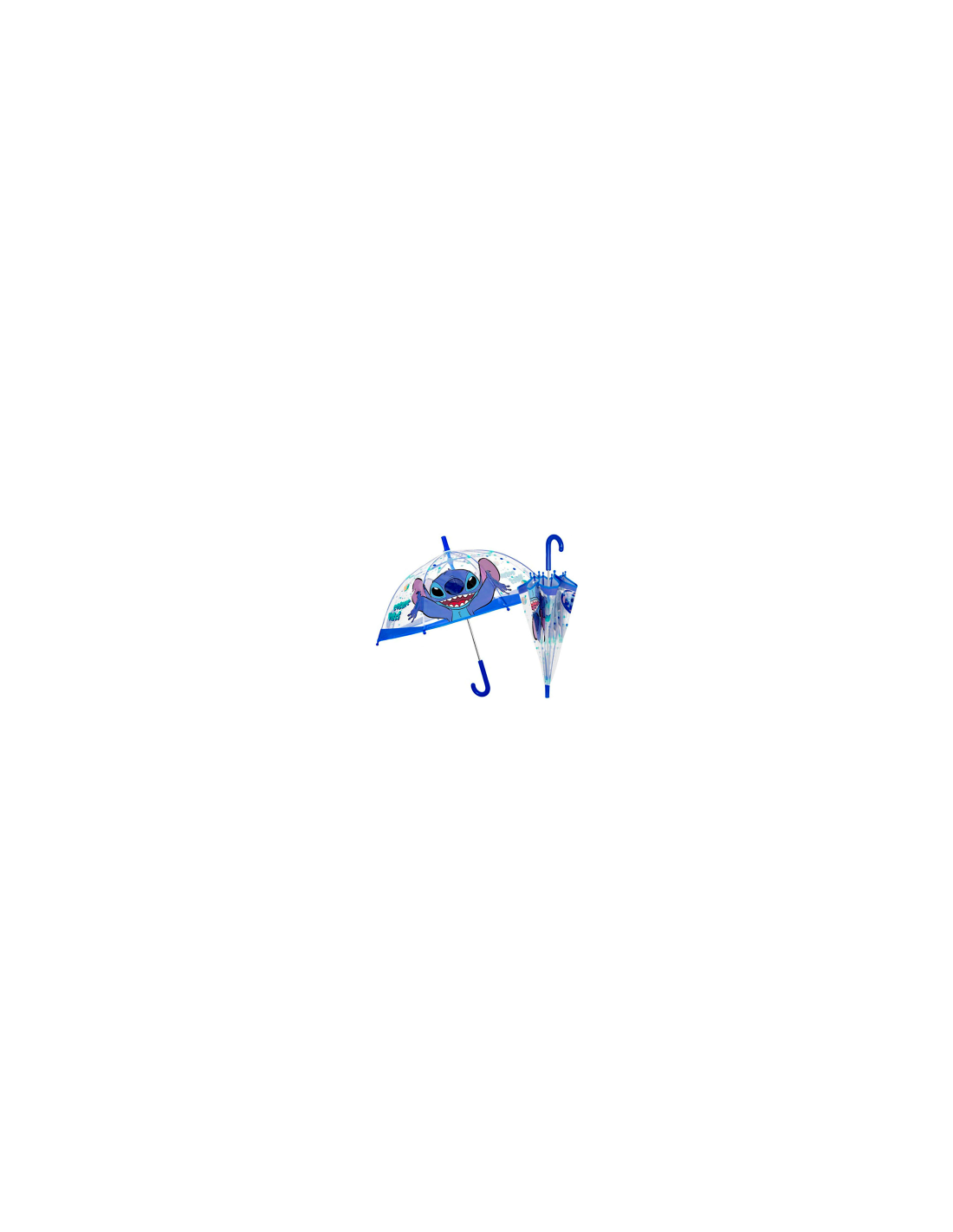 Ombrello Bambino, Stitch, Manuale, 45cm, Cupola Trasparente, Antivento, Fibra di Vetro