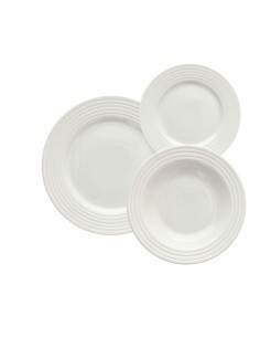 Tognana Rings, Servizio Piatti 6 Persone, 18 Pezzi, Porcellana Bianca, Piatti Piani 26cm, Fondi 22cm, Dessert 19cm