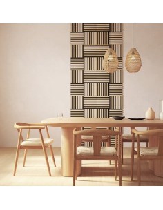 Set 3 pannelli decorativi, Colva, 30 x 30 cm, MDF, effetto legno chiaro, isolamento acustico