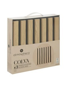 Set 3 pannelli decorativi, Colva, 30 x 30 cm, MDF, effetto legno chiaro, isolamento acustico