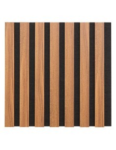 Set 3 pannelli decorativi, Colva, 30 x 30 cm, MDF, effetto legno scuro, isolamento acustico