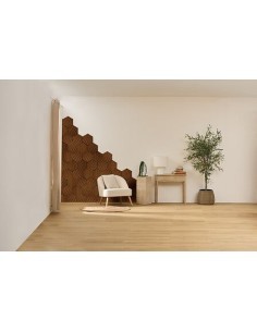 Set 3 pannelli decorativi, Colva, esagono, 30 x 26 cm, MDF, effetto legno scuro, isolamento acustico