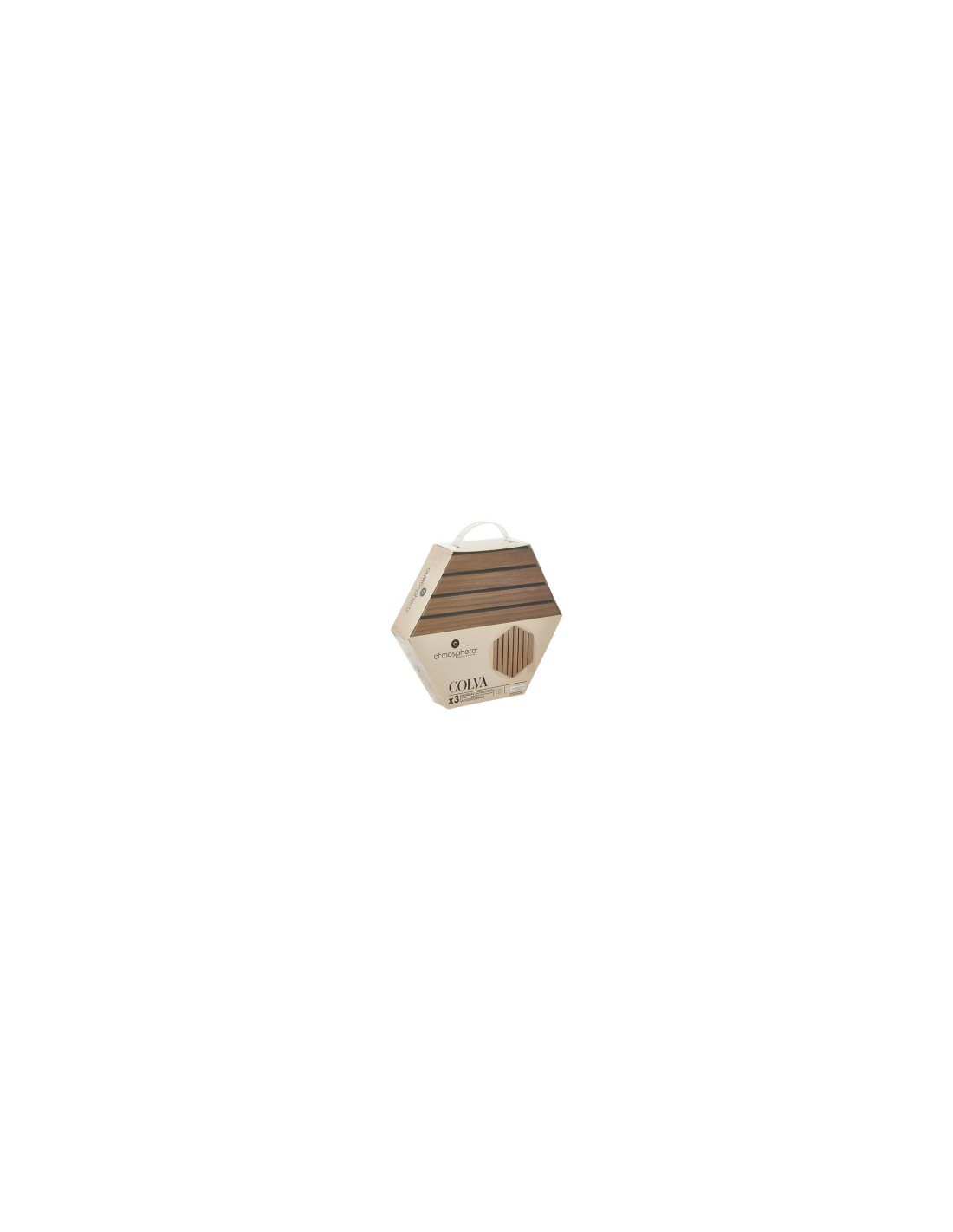 Set 3 pannelli decorativi, Colva, esagono, 30 x 26 cm, MDF, effetto legno scuro, isolamento acustico