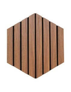 Set 3 pannelli decorativi, Colva, esagono, 30 x 26 cm, MDF, effetto legno scuro, isolamento acustico