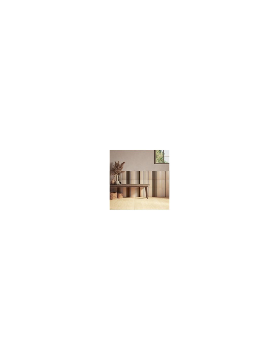 Set 3 pannelli decorativi, Colva grande, 30 x 30 cm, MDF, effetto legno chiaro, isolamento acustico, design a doghe