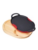 BISTECCHIERA GHISA 36X26CM CON VASSOIO LEGNO