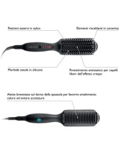 MACOM Sensation 228 Smart Brush Spazzola Riscaldante Lisciante in Ceramica Nero