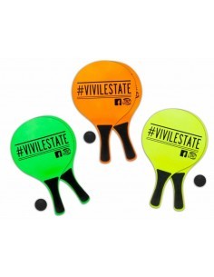 TEO'S 51588 COPPIA RACCHETTONI LEGNO FLUO CON PALLINA su TreG Ingrosso