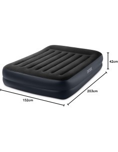 Materasso gonfiabile Intex Classic, cuscino incorporato, tecnologia Fiber-Tech, pompa elettrica, letto portatile, 272 kg