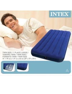 Materasso Mezza Piazza Classic Downy Intex 76x191x25 cm, singolo, morbido floccato, camping, resistente e confortevole