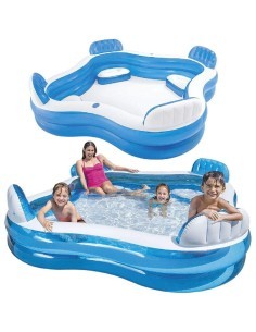 Piscina Intex 56475, 4 sedili integrati, schienale comodo, portabevande, 229x229x66 cm, gonfiabile, relax, estate