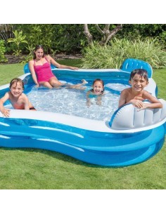 Piscina Intex 56475, 4 sedili integrati, schienale comodo, portabevande, 229x229x66 cm, gonfiabile, relax, estate