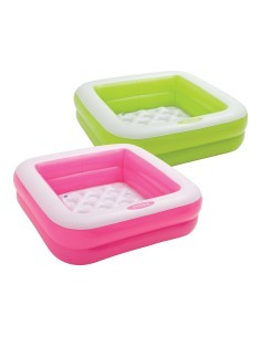Piscina Baby Quadrata Intex 57100, 85x85x23 cm, fondo soft, colori assortiti, sicurezza bambini, PVC resistente