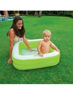 Piscina Baby Quadrata Intex 57100, 85x85x23 cm, fondo soft, colori assortiti, sicurezza bambini, PVC resistente