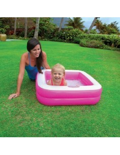 Piscina Baby Quadrata Intex 57100, 85x85x23 cm, fondo soft, colori assortiti, sicurezza bambini, PVC resistente